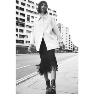 Zara Wool Blend Overshirt Shacket Ecru